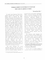 DSpace at VNU: Foreign direct investment in Vietnam - The case of American firms