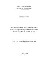 DSpace at VNU: Biện pháp quản lý hoạt động giáo dục hướng nghiệp cho học sinh trường THPT Hoàng Diệu, Hai Bà Trưng, Hà Nội