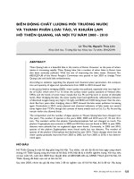 DSpace at VNU: BIẾN ĐỘNG CHẤT LƯỢNG MÔI TRƯỜNG NƯỚC VÀ THÀNH PHẦN LOÀI TẢO, VI KHUẨN LAM HỒ THIỀN QUANG, HÀ NỘI TỪ NĂM 2000 - 2010 11. LE THU HA