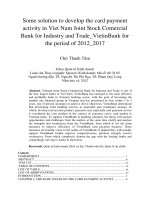 DSpace at VNU: Some solution to develop the card payment activity in Viet Nam Joint Stock Comercial Bank for Industry and Trade_VietinBank for the period of 2012_2017