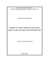 DSpace at VNU: Nghiên cứu phát triển du lịch cộng đồng tại huyện Chợ Lách, tỉnh Bến Tre
