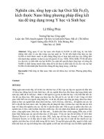 DSpace at VNU: Nghiên cứu, tổng hợp các hạt Oxit Sắt Fe 3O4 kích thước Nano bằng phương pháp đồng kết tủa để ứng dụng trong Y học và Sinh học