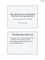 Bài giảng 25. Thảo luận thêm về các vấn đề kinh tế Việt Nam và lựa chọn chính sách