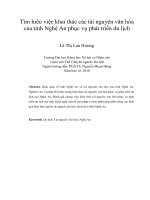 DSpace at VNU: Tìm hiểu việc khai thác các tài nguyên văn hóa của tỉnh Nghệ An phục vụ phát triển du lịch