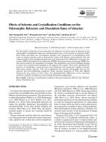 DSpace at VNU: Effects of Solvents and Crystallization Conditions on the Polymorphic Behaviors and Dissolution Rates of Valsartan