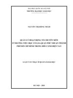 DSpace at VNU: Quản lý hoạt động tổ chuyên môn ở trường tiểu học Cổ Loa quận Phú Nhuận TP Hồ Chí Minh trong bối cảnh hiện nay
