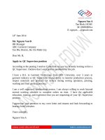 Mẫu đơn xin việc bằng Tiếng Anh ngành GIÁM SÁT CHẤT LƯỢNG