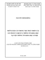 DSpace at VNU: Những rào cản trong việc phát triển các sản phẩm và dịch vụ thông tin khoa học tại Viện Thông tin Khoa học Xã hội