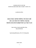 DSpace at VNU: Khai thác thông tin Báo chí phục vụ cho công tác Truyền thông nội bộ các Doanh nghiệp FDI tại Việt Nam