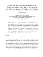 DSpace at VNU: Nghiên cứu tỉ lệ lưu hành và phân type các chủng Salmonella trong thịt gà tươi sống tại bốn tỉnh miền Trung và Nam bộ của Việt Nam