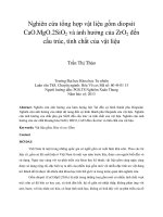 DSpace at VNU: Nghiên cứu tổng hợp vật liệu gốm diopsit CaO.MgO.2SiO2 và ảnh hưởng của ZrO 2 đến cấu trúc, tính chất của vật liệu