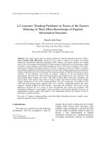 DSpace at VNU: L2 Learners’ Reading Problems in Terms of the Factors Relating to Their Meta-Knowledge of English Information Structure