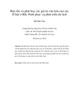 DSpace at VNU: Bảo tồn và phát huy các giá trị văn hóa của các lễ hội ở Bắc Ninh phục vụ phát triển du lịch