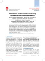 DSpace at VNU: Fabrication of ZnO Nanorods for Gas Sensing Applications Using Hydrothermal Method