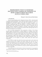 DSpace at VNU: Higher Productivity in Exporters: Self-selection, Learning by exporting or both? Evidence from Vietnamese Manufacturing SMEs