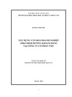 DSpace at VNU: Xây dựng văn hóa doanh nghiệp theo định hướng khách hàng tại Công ty Cổ phần TMT