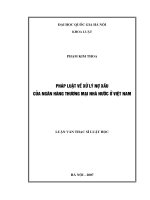 DSpace at VNU: Pháp luật về xử lý nợ xấu của Ngân hàng Thương Mại Nhà nước ở Việt Nam