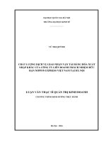 DSpace at VNU: Chất lượng dịch vụ giao nhận vận hàng hóa xuất nhập khẩu của công ty LD TNHH Nippon Express Việt Nam tại Hà Nội