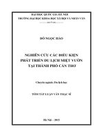 DSpace at VNU: Nghiên cứu các điều kiện phát triển du lịch miệt vườn tại thành phố Cần Thơ