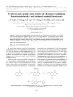 DSpace at VNU: Synthesis and antimicrobial activity of chalcones containing benzotriazolylmethyl and imidazolylmethyl substituents