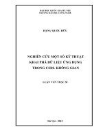 DSpace at VNU: Nghiên cứu một số kỹ thuật khai phá dữ liệu ứng dụng trongCSDL không gian