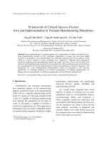 Framework of Critical Success Factors for Lean Implementation in Vietnam Manufacturing Enterprises