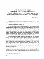 DSpace at VNU: Quản lý, phát huy giá trị nguồn tài liệu lưu trữ khoa học - tài sản trí tuệ phục vụ sự nghiệp xây dựng và bảo vệ tổ quốc trong bối cảnh hội nhập