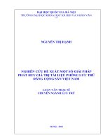DSpace at VNU: NGHIÊN CỨU ĐỀ XUẤT MỘT SỐ GIẢI PHÁP PHÁT HUY GIÁ TRỊ TÀI LIỆU PHÔNG LƯU TRỮ ĐẢNG CỘNG SẢN VIỆT NAM