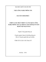 DSpace at VNU: CHIẾN LƯỢC PHÁT TRIỂN VÀ ỨNG DỤNG CÔNG NGHỆ THÔNG TIN TẠI TRUNG TÂM CHỈ ĐẠO TUYẾN BỆNH VIỆN BẠCH MAI Nguyen Minh Phuc