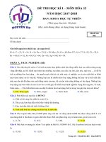 Đề kiểm tra học kì 1 năm học 20172018 môn Hóa học lớp 12 mã đề 483 