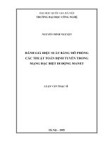 DSpace at VNU: Đánh giá hiệu suất bằng mô phỏng các thuật toán định tuyến trong mạng đặc biệt di động Manet