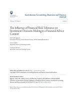 The Influence of Financial Risk Tolerance on Investment Decision