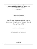 DSpace at VNU: Tìm hiểu hoạt động đào tạo kiến thức thông tin dành cho sinh viên tại Trung tâm Thông tin - Thư viện Trường Đại học Hà Nội