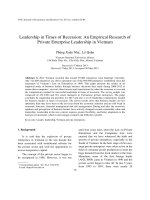 DSpace at VNU: Leadership in Times of Recession: An Empirical Research of Private Enterprise Leadership in Vietnam