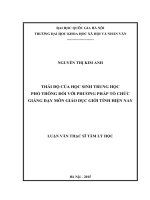 DSpace at VNU: Thái độ của học sinh trung học phổ thông đối với phương pháp tổ chức giảng dạy môn giáo dục giới tính hiện nay