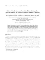DSpace at VNU: Effect of Neodymium and Transition Metals Co-doped on Structural, Optical and Magnetic Properties of BiFeO3 Materials