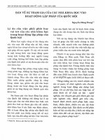 DSpace at VNU: Bàn về sự tham gia của các nhà khoa học vào hoạt động lập pháp của Quốc hội