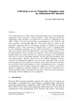 DSpace at VNU: Criticizing in an L2: Pragmatic strategies used by Vietnamese EFL learners