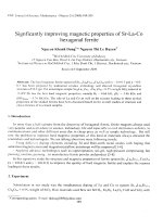 DSpace at VNU: Signficantly improving magnetic properties of Sr-La-Co hexagonal ferrite