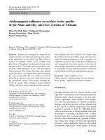 DSpace at VNU: Anthropogenic influence on surface water quality of the Nhue and Day sub-river systems in Vietnam