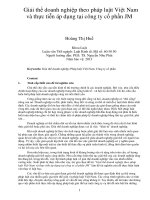 DSpace at VNU: Giải thể doanh nghiệp theo pháp luật Việt Nam và thực tiễn áp dụng tại công ty cổ phần JM