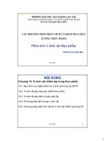 CÁC PHƯƠNG PHÁP PHÂN TÍCH VÀ KIỂM TRA CHẤT  LƯỢNG THỰC PHẨM