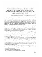 DSpace at VNU: Portuguese language as matrix of the written Vietnamese( Quốc ngữ), and its historical impact on the sustainability of viet nam''s development