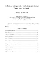 DSpace at VNU: Solutions to impove the marketing activities at Thang Long University