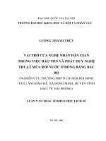 DSpace at VNU: Vai trò của nghệ nhân dân gian trong việc bảo tồn và phát huy nghệ thuật múa rối nước ở đồng bằng Bắc Bộ