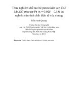 DSpace at VNU: Thực nghiệm chế tạo hệ perovskite kép Ca3 Mn2O7 pha tạp Fe (x = 0.025 – 0.15) và nghiên cứu tính chất điện từ của chúng