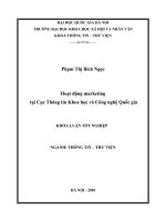 DSpace at VNU: Hoạt động marketing tại Cục Thông tin Khoa học và Công nghệ Quốc gia