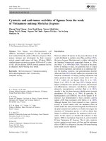 DSpace at VNU: Cytotoxic and anti-tumor activities of lignans from the seeds of Vietnamese nutmeg Myristica fragrans
