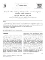 DSpace at VNU: Grain boundary resistivity of the percolative conduction regime in ruthenium doped manganates