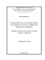 DSpace at VNU: L’ENSEIGNEMENT DU VOCABULAIRE MÉDICAL AUX ÉTUDIANTS DE L''ÉCOLE SUPÉRIEURE DE MÉDECINE DE THANH HOA